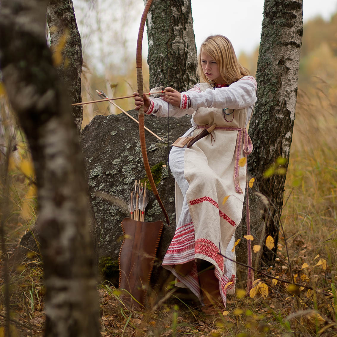 Sexy photo Girls in Slavic costumes in Riga